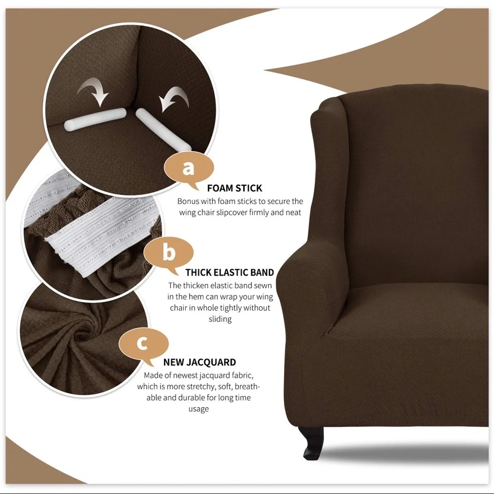 UNIQUE PATTERN85% polyester15% spandex. JIVINER 1 piece wing chair slipcovers